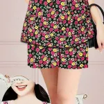 Đồ bộ quần đùi áo yếm dây hoạ tiết mặc nhà