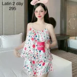 Đồ bộ quần đùi bèo áo dây hoạ tiết mặc nhà
