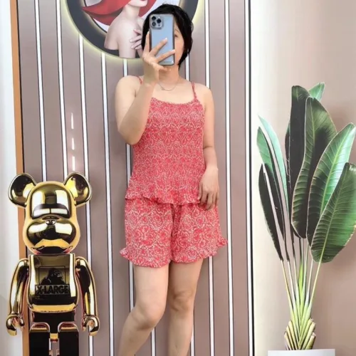 Đồ bộ quần đùi bèo áo dây mặc hoạ tiết mặc nhà