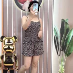Đồ bộ quần đùi bèo áo dây mặc hoạ tiết mặc nhà