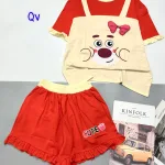 đồ bộ quần đùi bèo áo tay giả yếm ngắn