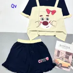 đồ bộ quần đùi bèo áo tay giả yếm ngắn