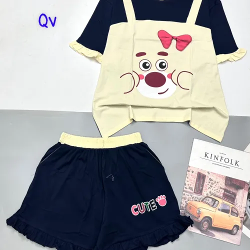 đồ bộ quần đùi bèo áo tay giả yếm ngắn