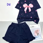 đồ bộ quần đùi bèo áo tay ngắn in hình nơ lớn