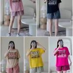 Đồ bộ quần đùi caro áo tay ngắn thuê chữ TAER