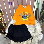 Đồ bộ quần đùi đen áo tay ngắn in hình