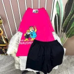 Đồ bộ quần đùi đen áo tay ngắn in hình