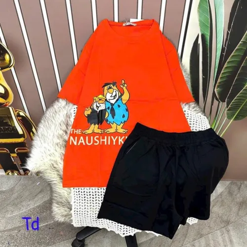 Đồ bộ quần đùi đen áo tay ngắn in hình