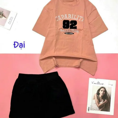 Đồ bộ quần đùi đen áo tay ngắn in số 92