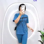Đồ bộ quần đùi lửng áo tay ngắn in chữ