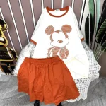 Đồ bộ quần đùi màu áo tay ngắn in hình chuột mickey
