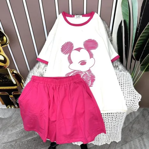Đồ bộ quần đùi màu áo tay ngắn in hình chuột mickey