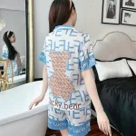 Đồ bộ quần đùi pijama áo tay ngắn cổ bẻ hoạ tiết