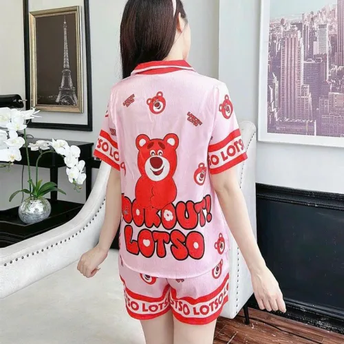 Đồ bộ quần đùi pijama áo tay ngắn cổ bẻ hoạ tiết