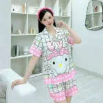 Đồ bộ quần đùi pijama áo tay ngắn cổ bẻ hoạ tiết
