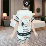 Đồ bộ quần đùi pijama áo tay ngắn cổ bẻ hoạ tiết