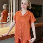 Đồ bộ quần đùi pijama áo tay ngắn cổ bẻ màu trơn