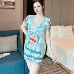 Đồ bộ quần đùi pijama áo tay ngắn cổ vuông hoạ tiết