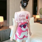Đồ bộ quần đùi pijama áo tay ngắn cổ vuông hoạ tiết