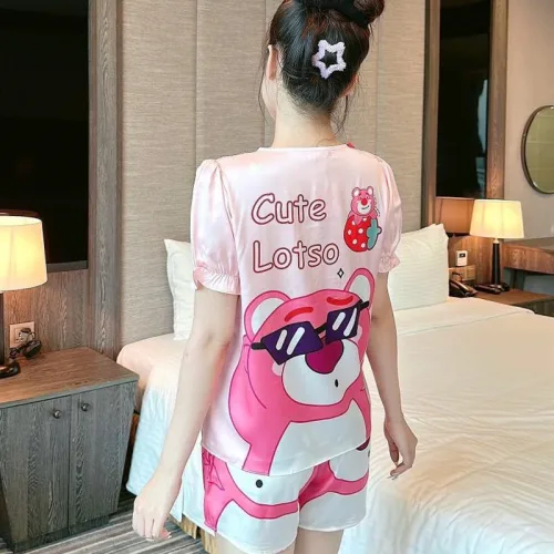 Đồ bộ quần đùi pijama áo tay ngắn cổ vuông hoạ tiết