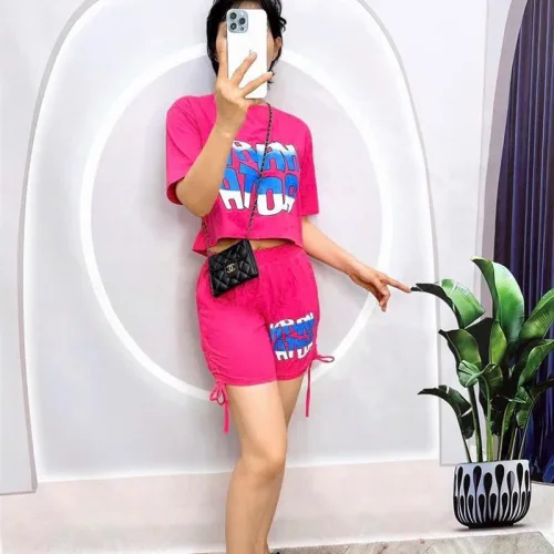 Đồ bộ quần đùi rút dây áo tay ngắn crop in hình