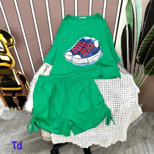 Đồ bộ quần đùi rút dây áo tay ngắn croptop in hình