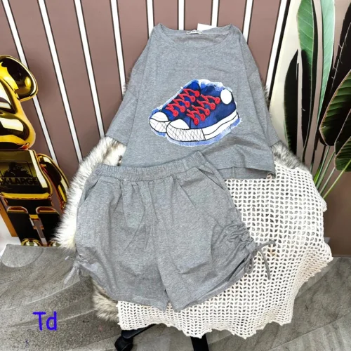 Đồ bộ quần đùi rút dây áo tay ngắn croptop in hình