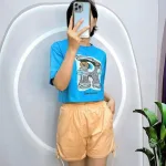 Đồ bộ quần đùi rút dây áo tay ngắn in chữ R
