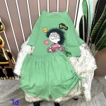 Đồ bộ quần đùi rút dây áo tay ngắn in hình