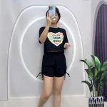 Đồ bộ quần đùi rút dây áo tay ngắn in hình