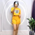 Đồ bộ quần đùi rút dây áo tay ngắn in hình
