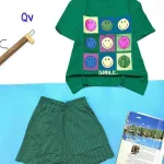 Đồ bộ quần đùi sọc áo tay ngắn in hình mặt cười