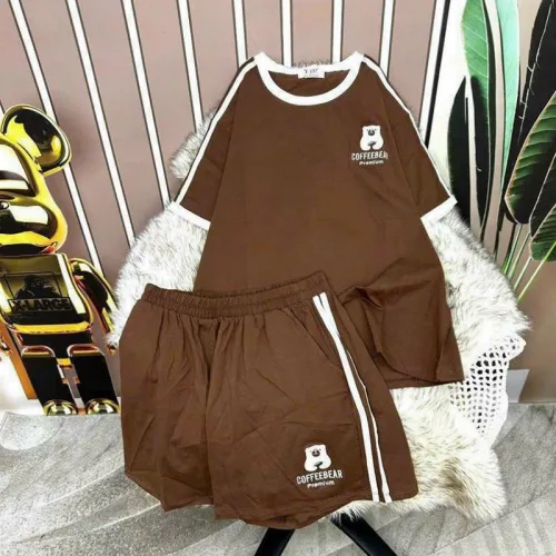 Đồ bộ quần đùi thể thao áo tay ngắn cổ tròn