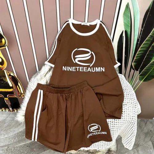 Đồ bộ quần đùi thể thao áo tay ngắn in hình