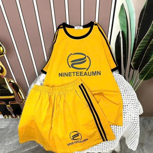 Đồ bộ quần đùi thể thao áo tay ngắn in hình