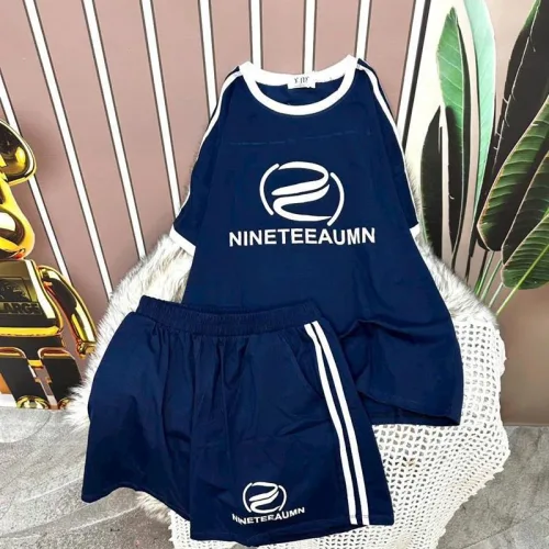 Đồ bộ quần đùi thể thao áo tay ngắn in hình