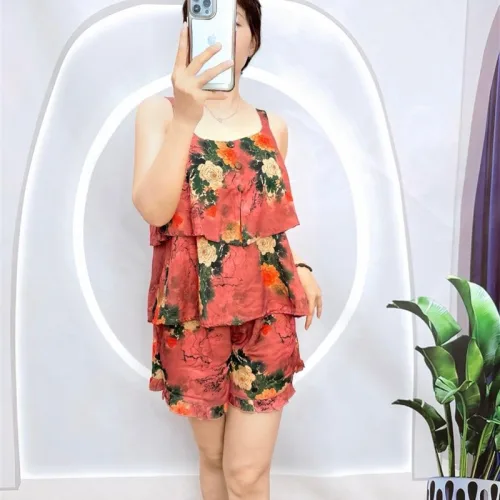 Đồ bộ quần đùi vải tonl áo hai tầng