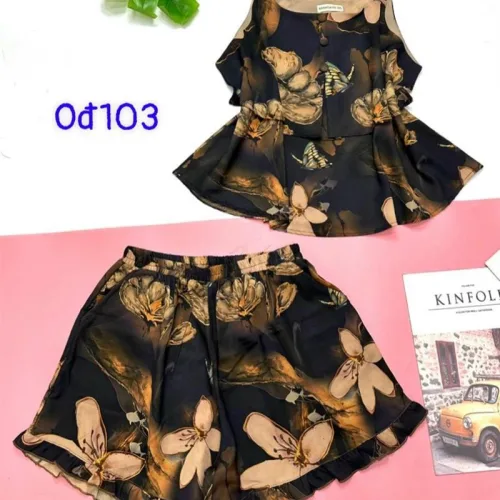 Đồ bộ quần đùi vải tonl áo hai dây có nút