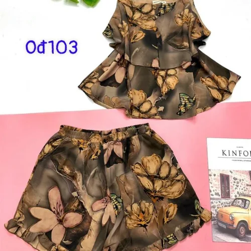 Đồ bộ quần đùi vải tonl áo hai dây có nút