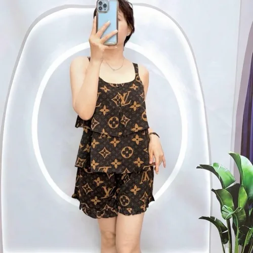Đồ bộ quần đùi vải tonl áo hai tầng có nút