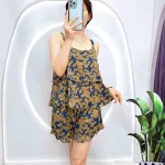 Đồ bộ quần đùi vải tonl áo hai tầng có nút