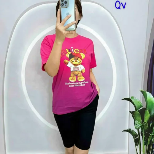 đồ bộ quần lỡ đen áo tay ngắn 2 màu loang in hình trái tim