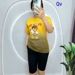 đồ bộ quần lỡ đen áo tay ngắn 2 màu loang in hình trái tim