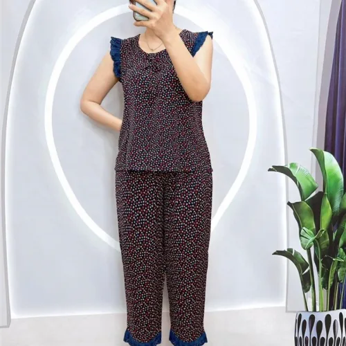 Đồ bộ quần lửng áo áo sát nách bèo hoạ tiết hoa nhí