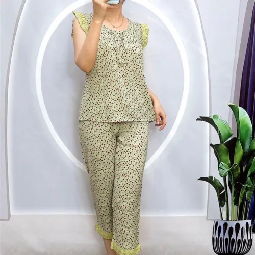 Đồ bộ quần lửng áo áo sát nách bèo hoạ tiết hoa nhí