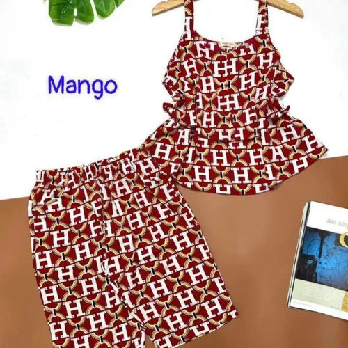 Đồ bộ quần lửng áo dây 1 tầng hoạ tiết