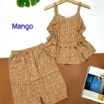Đồ bộ quần lửng áo dây 1 tầng hoạ tiết