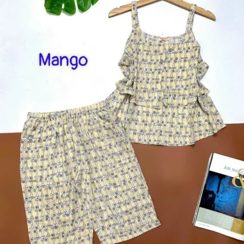 Đồ bộ quần lửng áo dây 1 tầng hoạ tiết