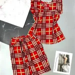 Đồ bộ quần lửng áo sát nách bèo caro