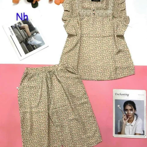 Đồ bộ quần lửng áo sát nách bèo chấm bi